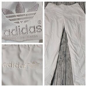 VTG Adidas 90s Vintage Track Pants White  Mens‎ Warm-ups Ankle Button Zip Pocket